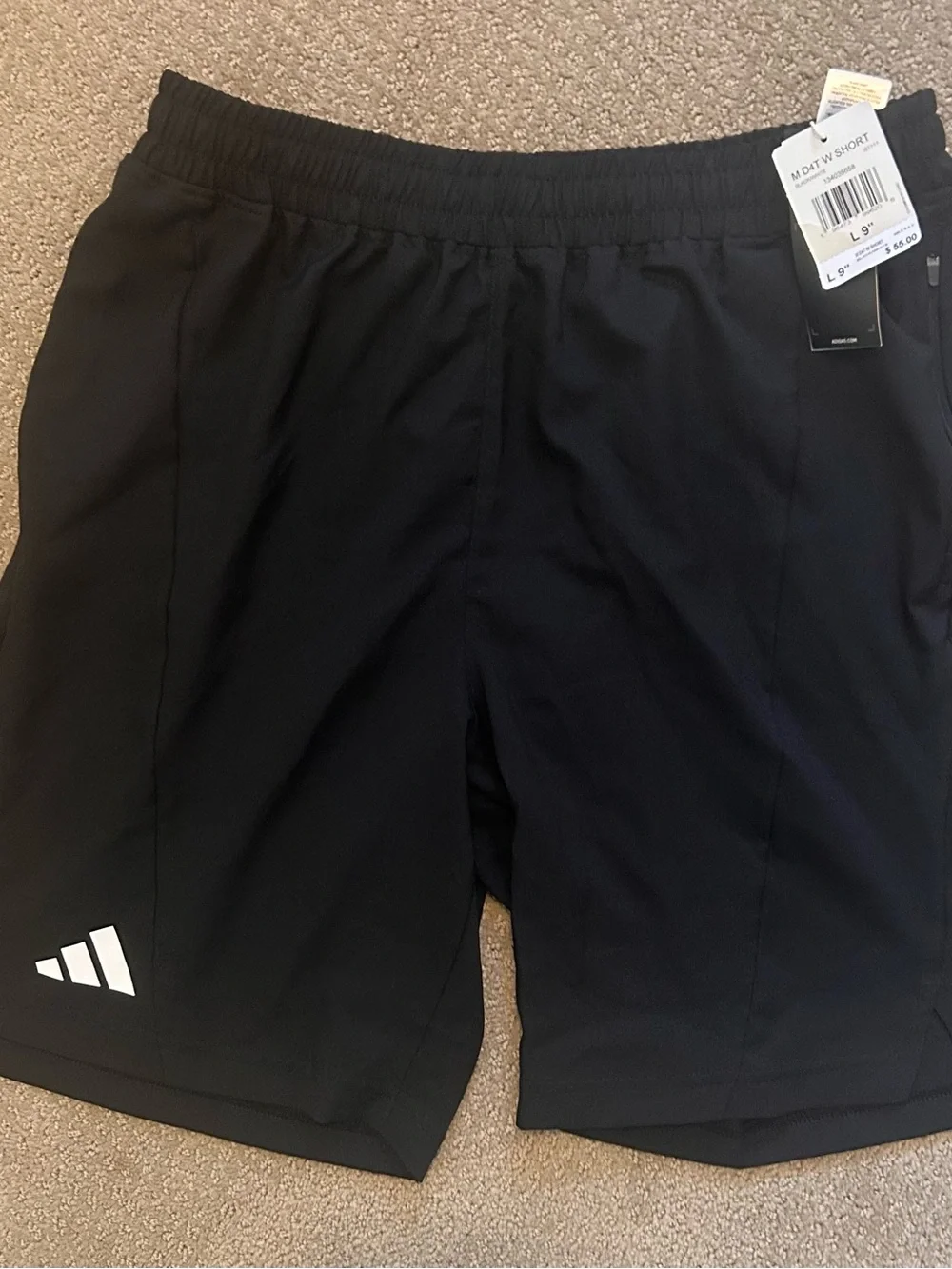 adidas Black Men's Athletic Shorts with White Logo